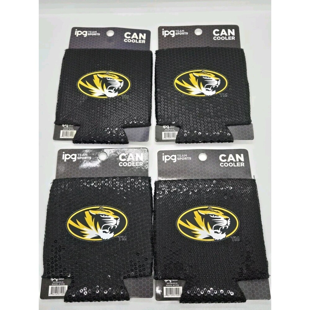 Lot Of (4) Missouri Tigers Mizzou Can Coolers by IPG Team Sports Black Sequin